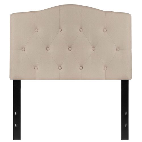 Twin size Beige Fabric Upholstered Button Tufted Headboard
