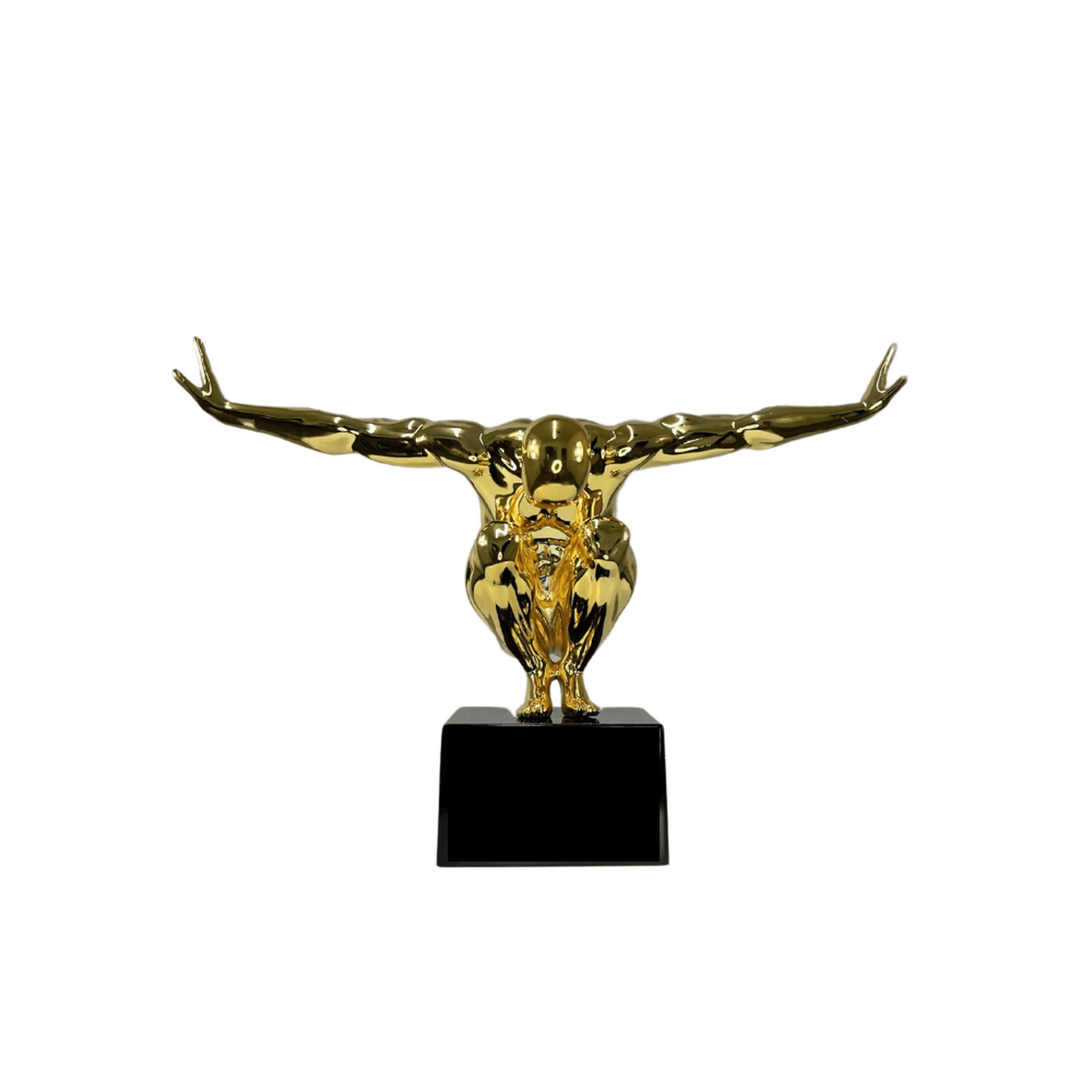 Small Saluting Man Resin Sculpture 17" Wide x 10.5" Tall // Gold