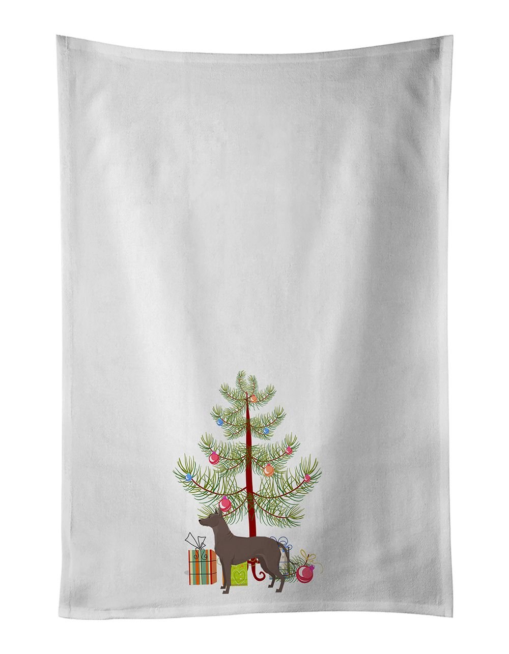 NEW Mexican Hairless Dog Xolo Christmas Tree Kitchen Towel Set of 2 White Dish Towels Decorative Bathroom Hand towel for Hand, Face, Hair, Yoga, Tea