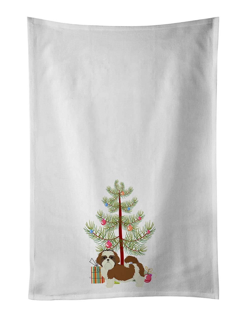 NEW Shih Tzu Christmas Tree Kitchen Towel Set of 2 White Dish Towels Decorative Bathroom Hand towel for Hand, Face, Hair, Yoga, Tea, Dishcloth