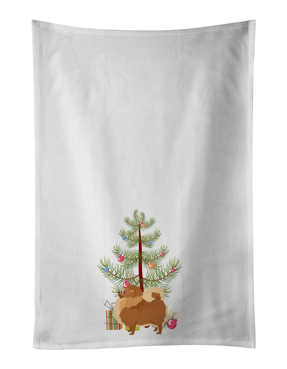 NEW Pomeranian Christmas Tree Kitchen Towel Set of 2 White Dish Towels Decorative Bathroom Hand towel for Hand, Face, Hair, Yoga, Tea, Dishcloth